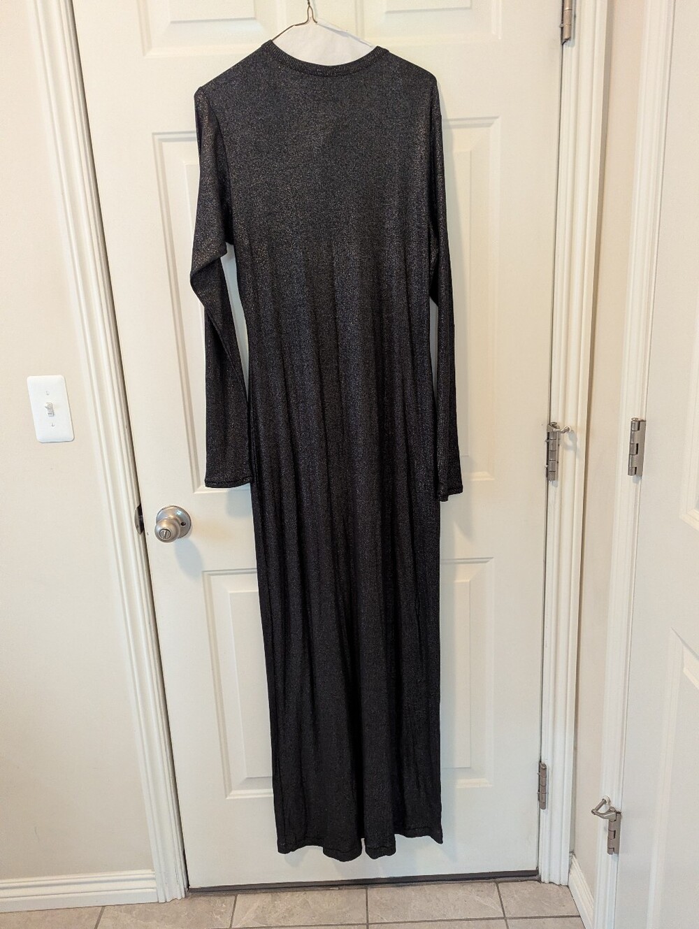 SKIMS Metallic Charcoal Long Sleeve Maxi Gown